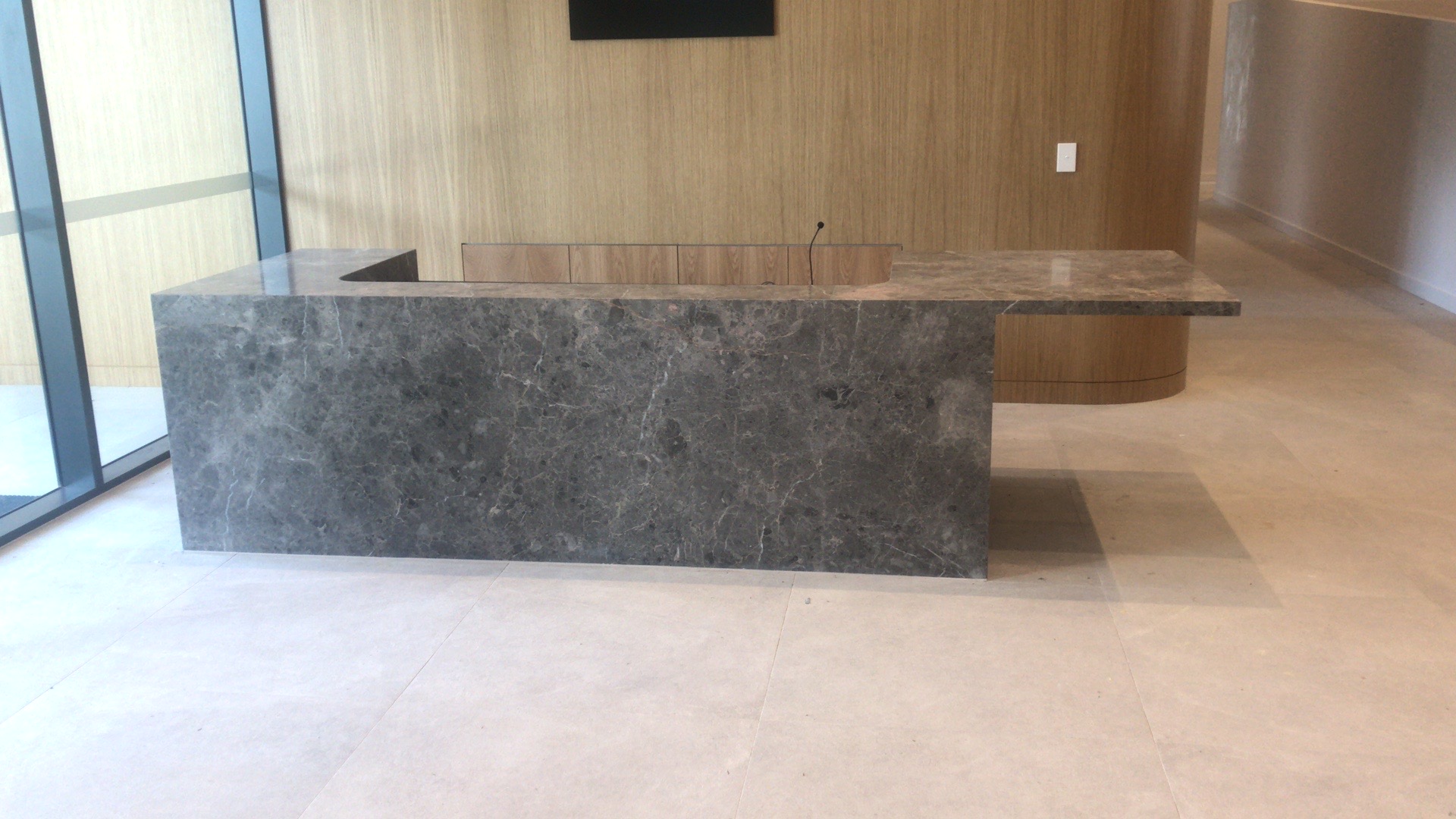 Natural stone reception desk in modern office in Perth